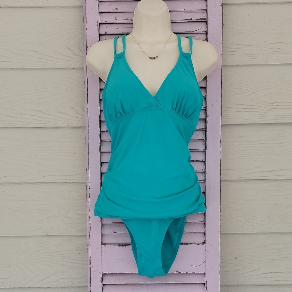💗 CUPSHE 2-pc Tankini Swimsuit Teal Aqua Turquoise L